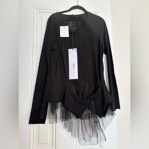 Rundholz black label NWT tulle trimmed black shirt